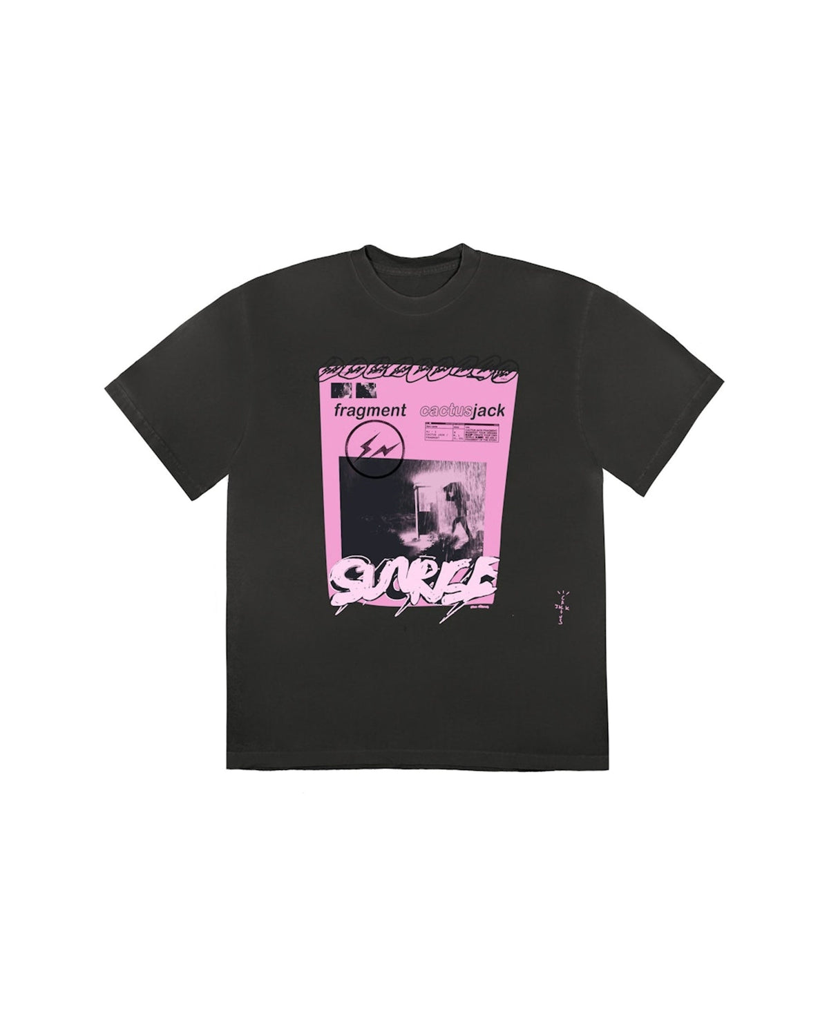 Travis Scott Cactus Jack For Fragment Pink Sunrise T-shirt Washed Black