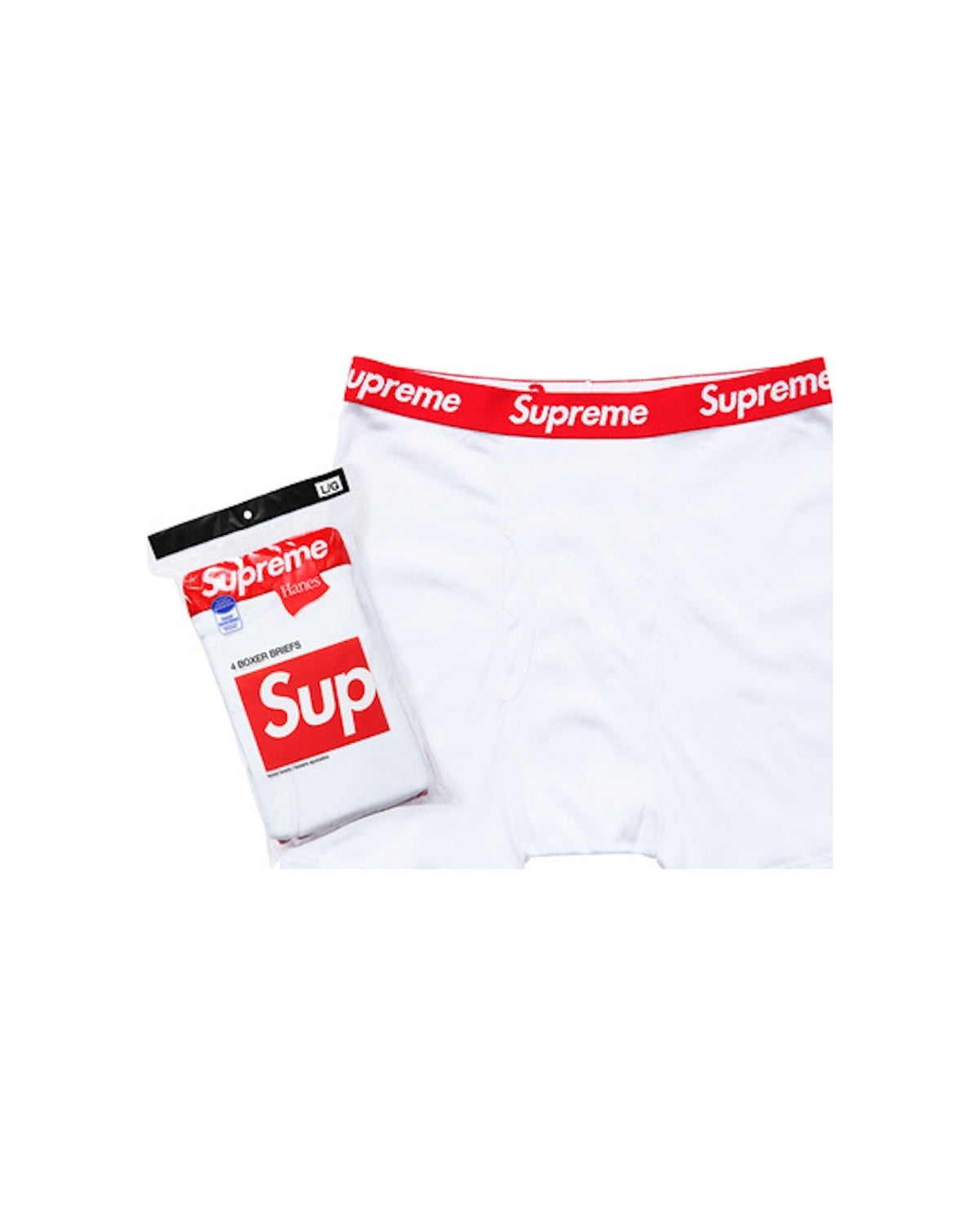 Supreme Hanes Boxer Briefs (4 Pack) White