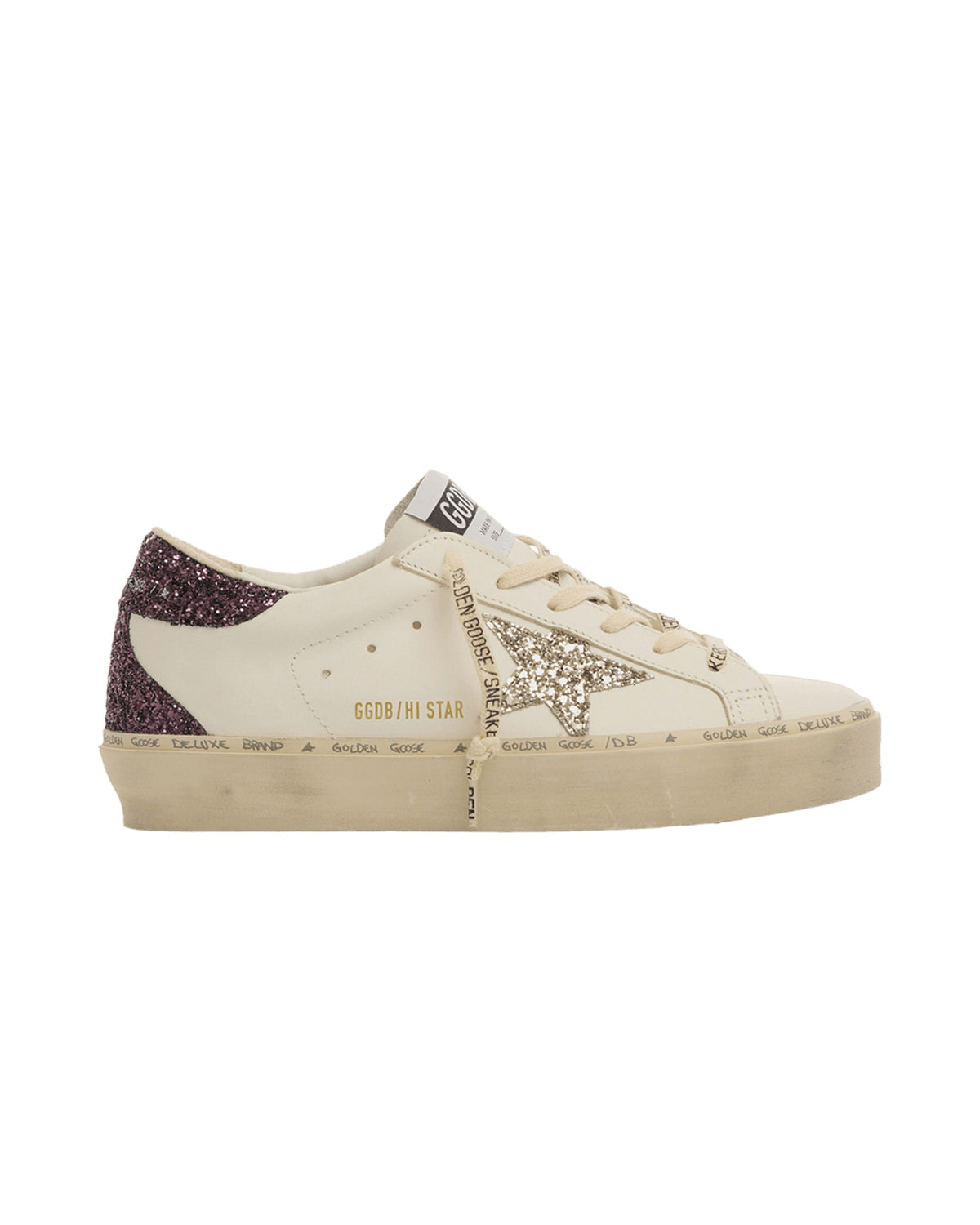 Golden Goose Hi-Star White Silver Grey Glitter (Women's)