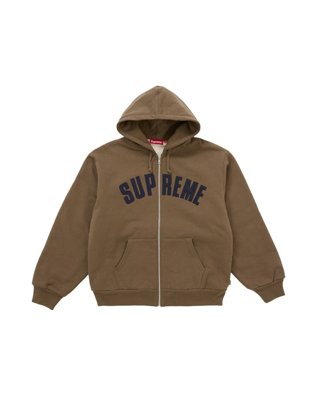 Supreme Arc Thermal Lined Zip Up Hooded Sweatshirt Brown