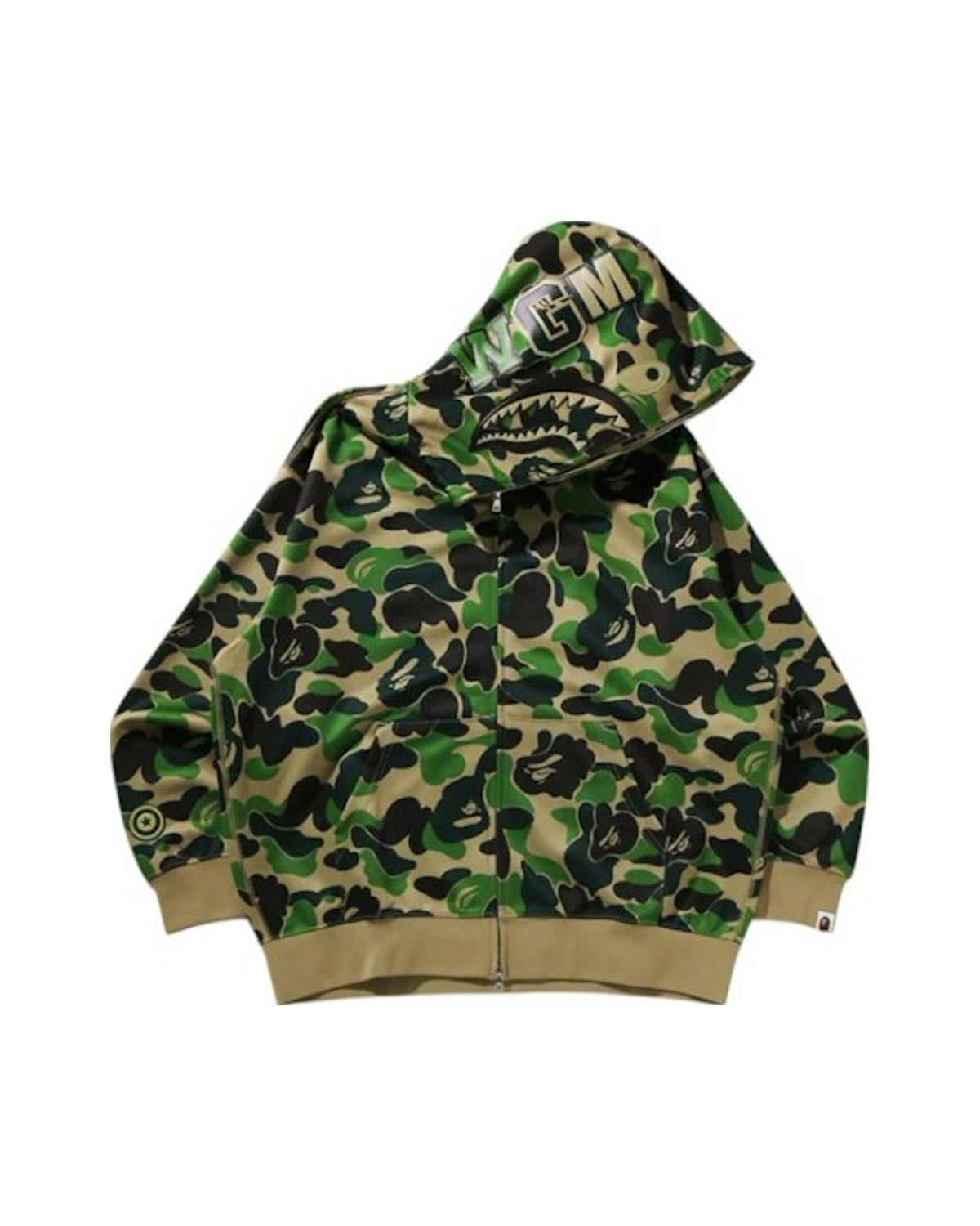 BAPE ABC Camo Rayon Relaxed Fit Shark Full Zip Hoodie Green