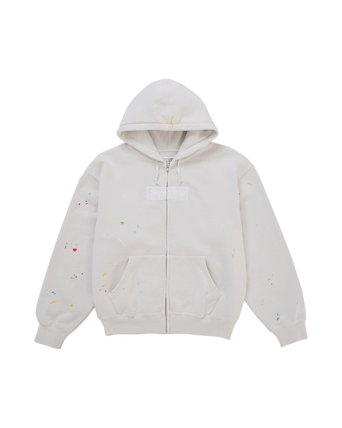 Supreme MM6 Maison Margiela Box Logo Zip Up Hooded Sweatshirt White