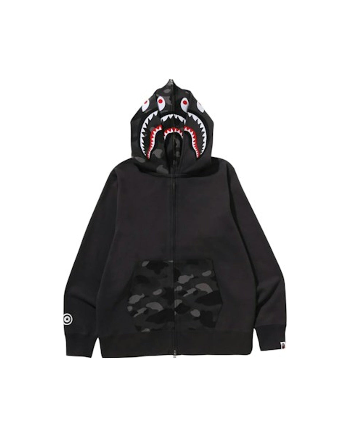 BAPE Color Camo Shark Full Zip Double Hoodie Black