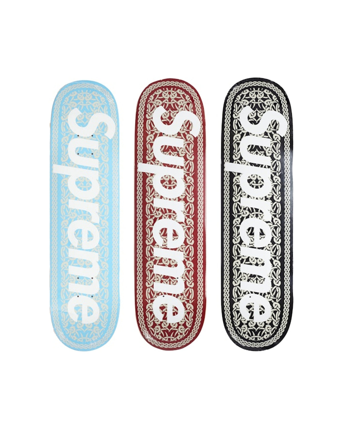 Supreme Celtic Knot Skateboard Deck Set Black/Red/Blue