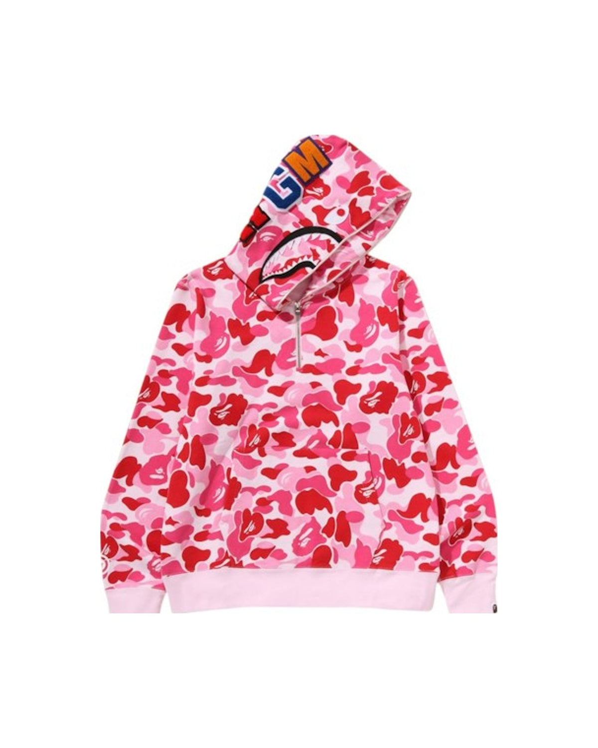 BAPE ABC Camo Shark Half Zip Pullover Hoodie Pink