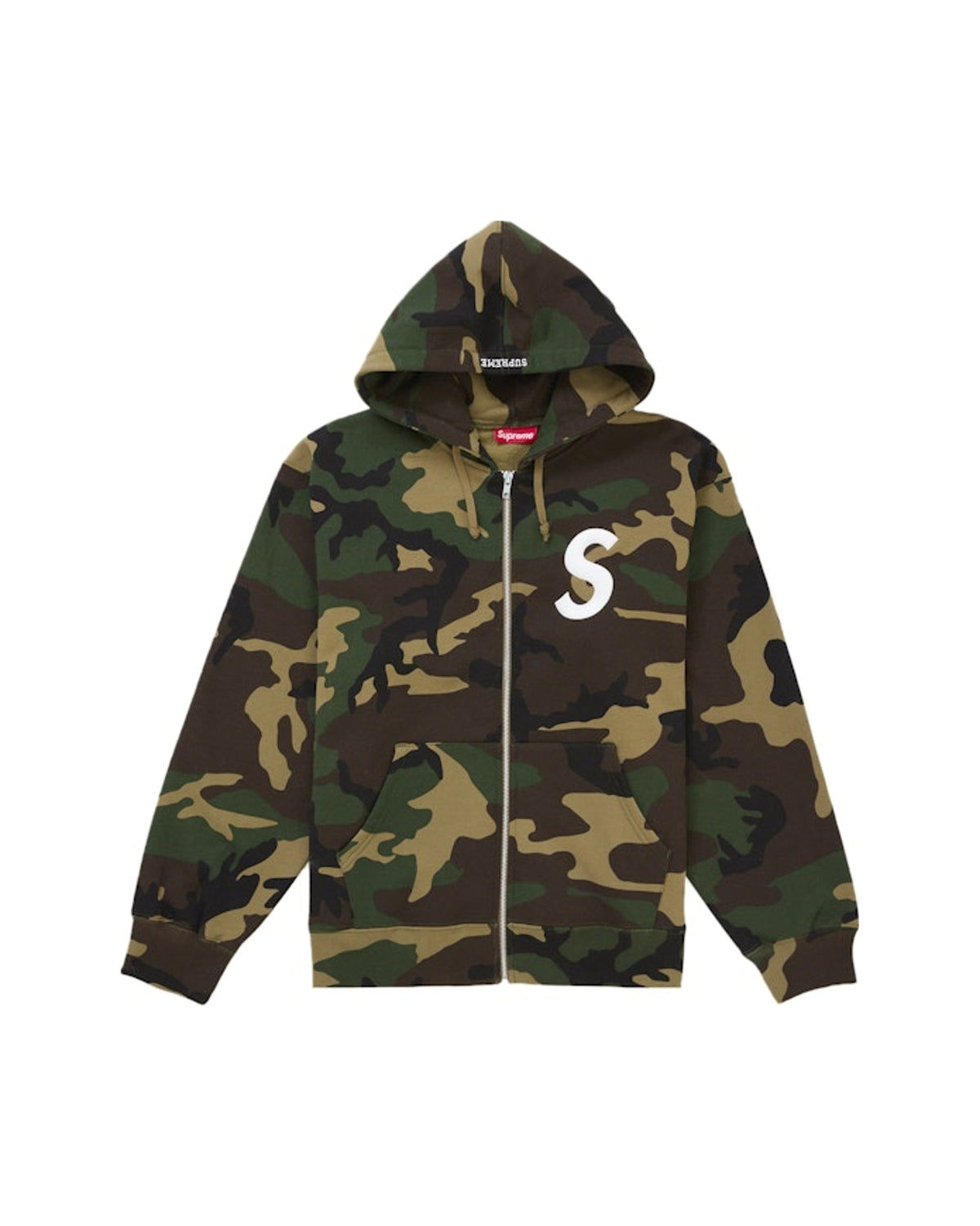 Supreme S Logo Zip Up Hooded Sweatshirt (FW25) Woodland Camo