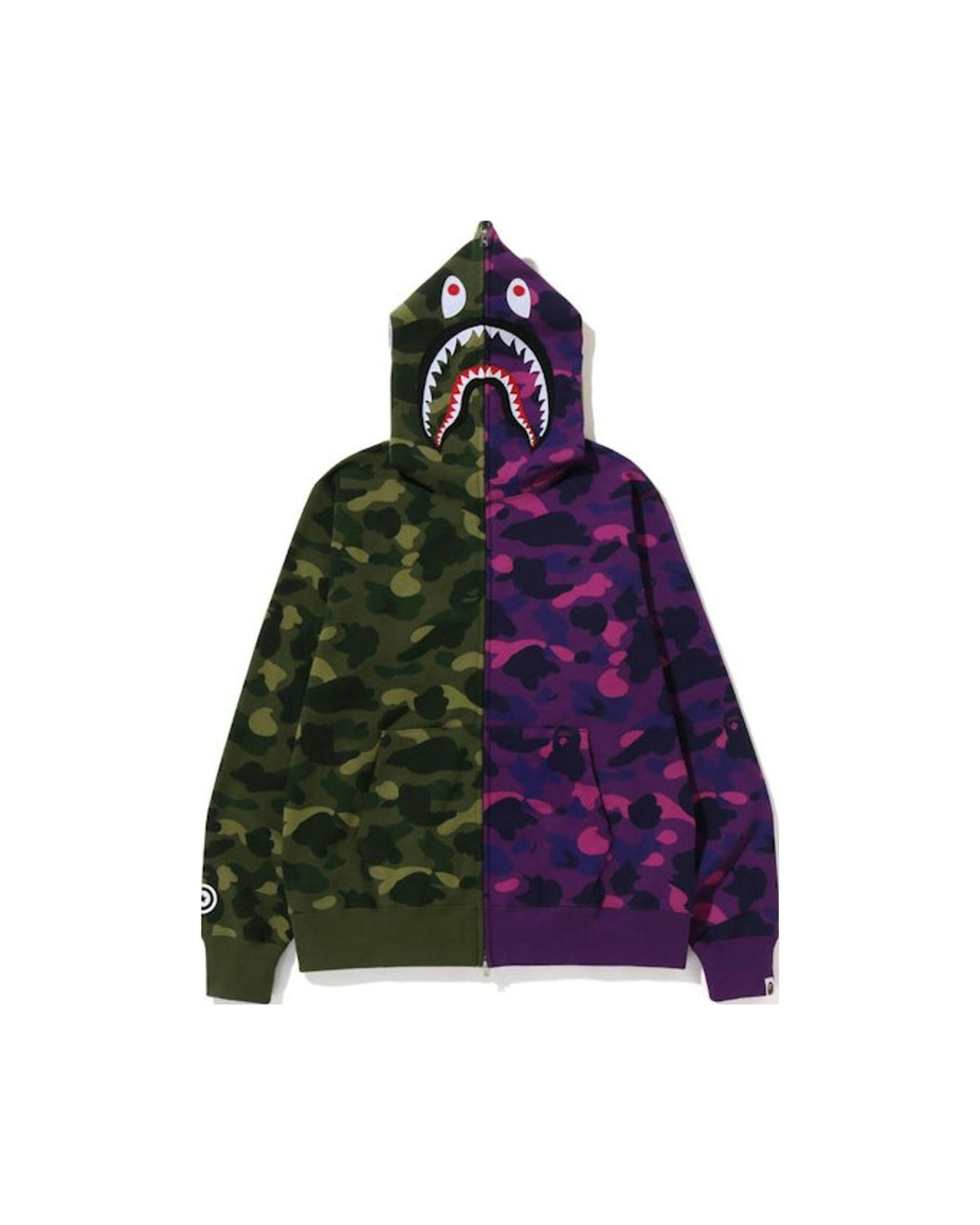 BAPE Color Camo Shark Full Zip Hoodie (FW22) Green Purple