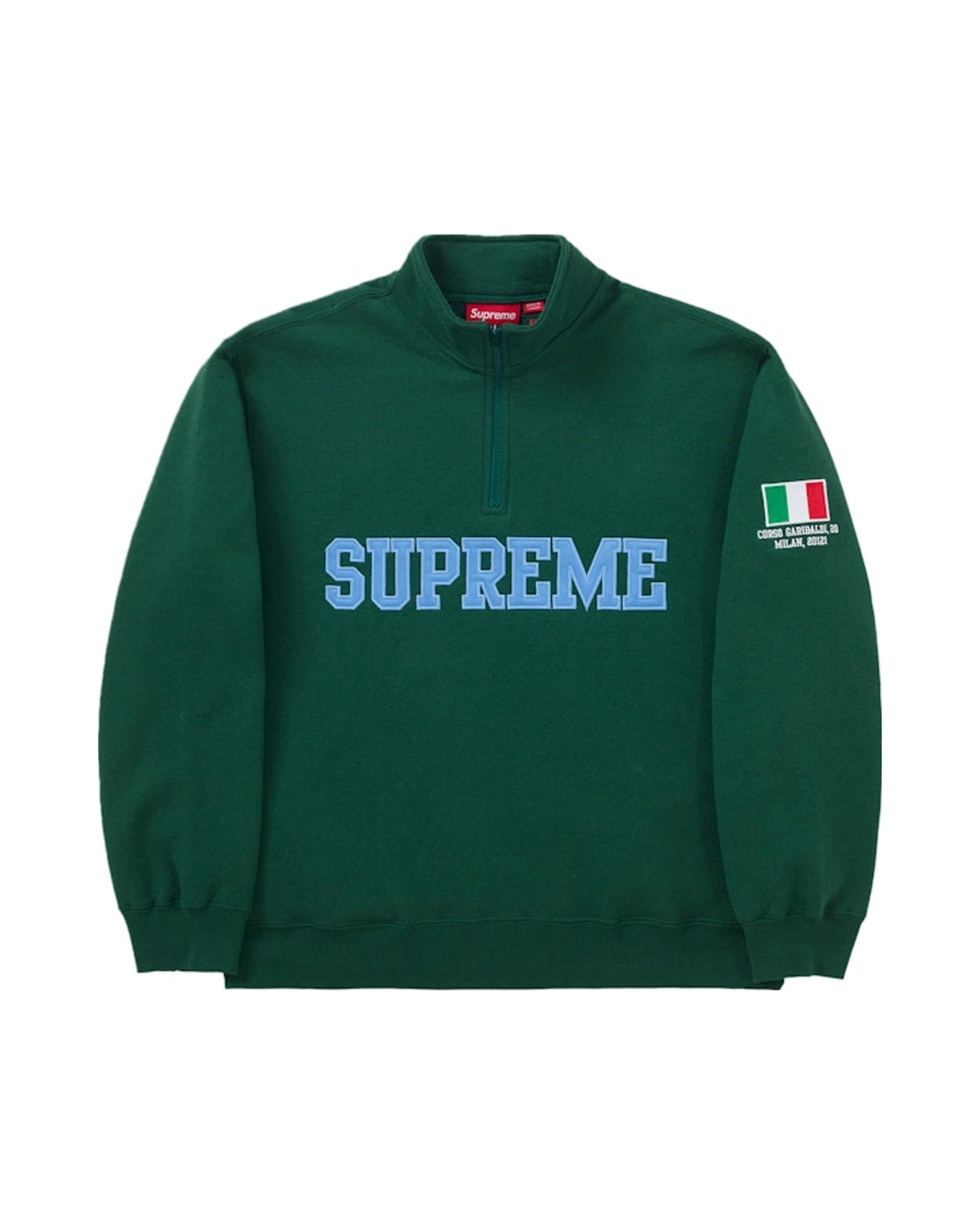 Supreme Milan Shop Flag Half Zip Pullover Green