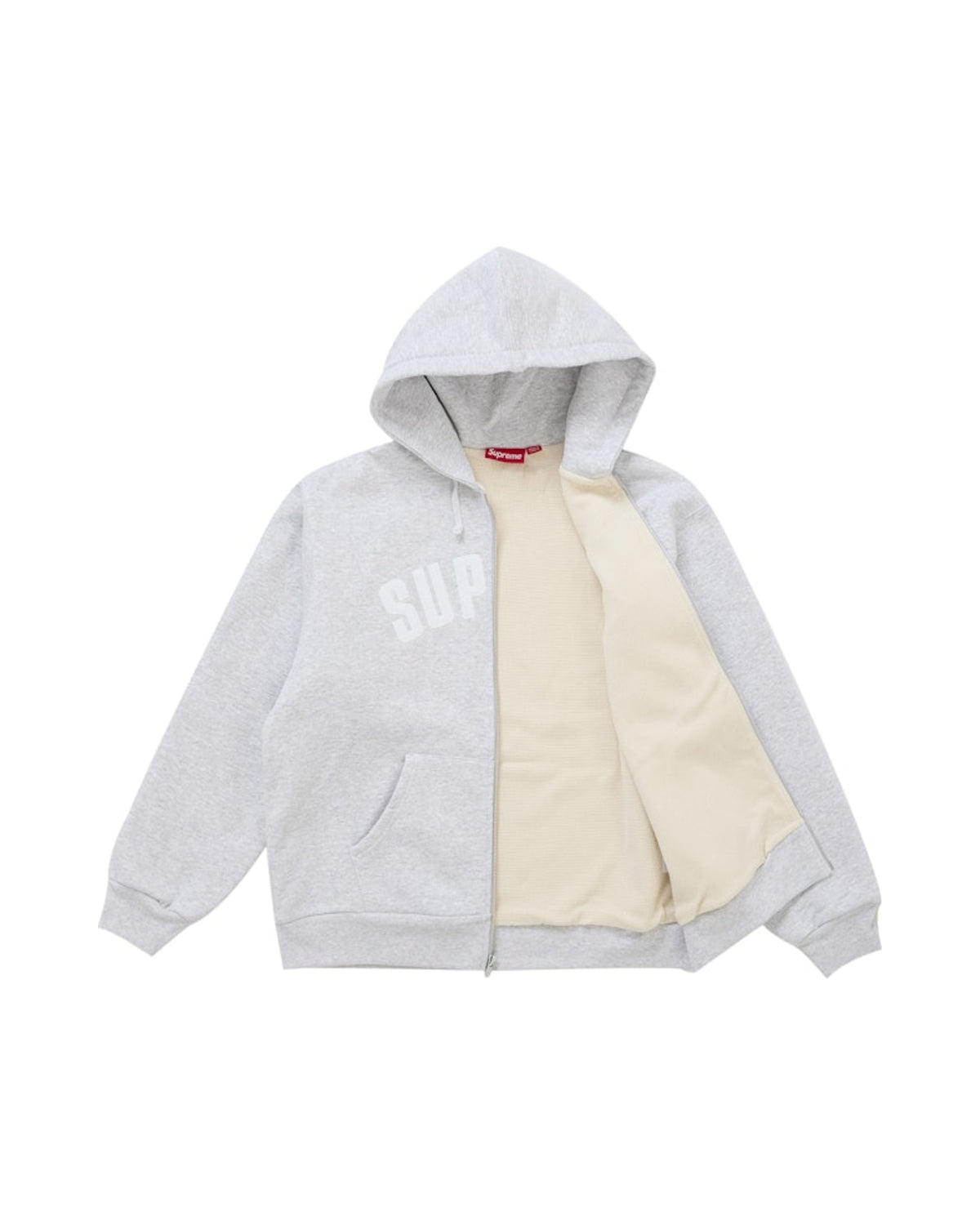 Supreme Arc Thermal Lined Zip Up Hooded Sweatshirt Ash Grey
