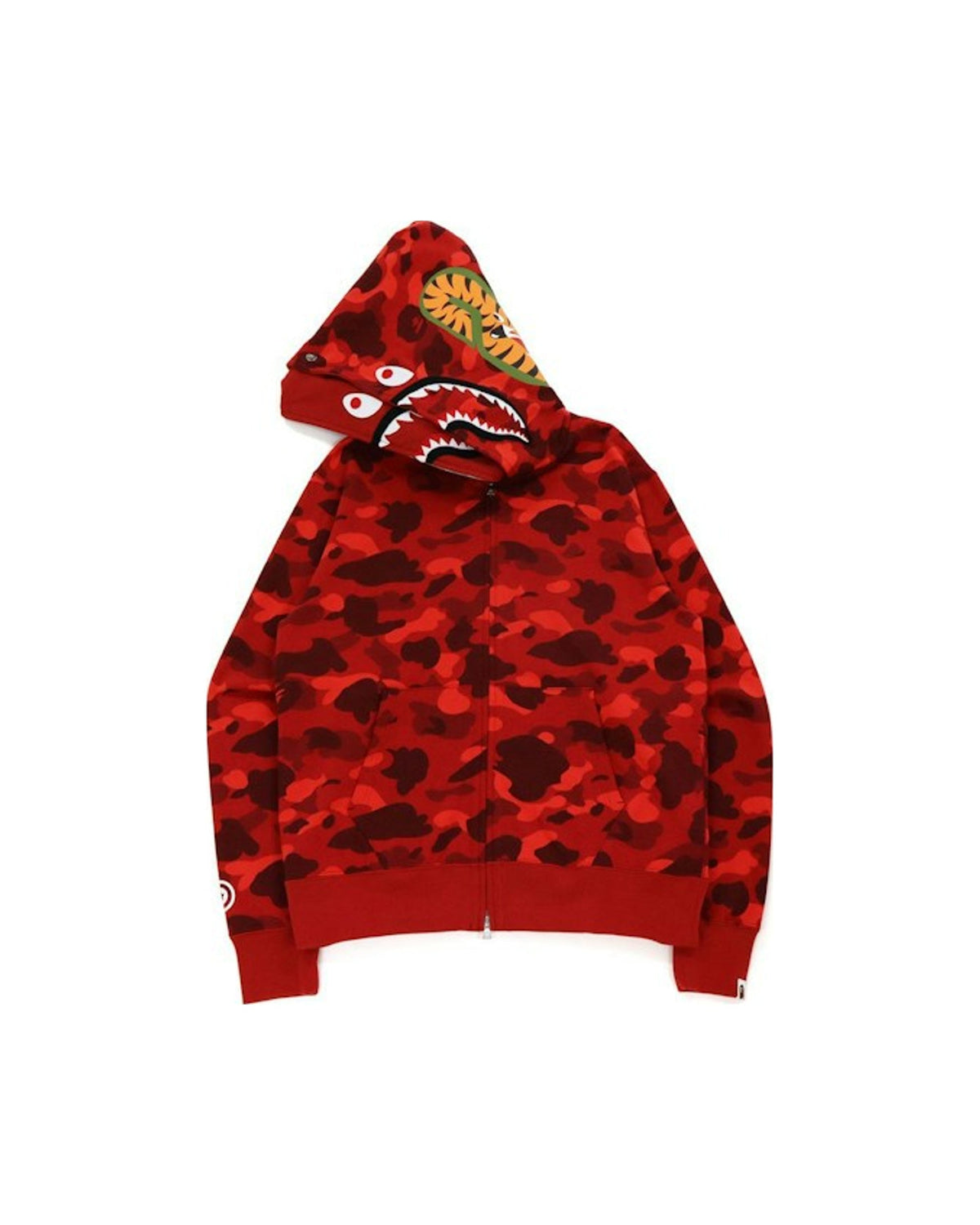 BAPE Color Camo Shark Wide Fit Full Zip Double Hoodie Red