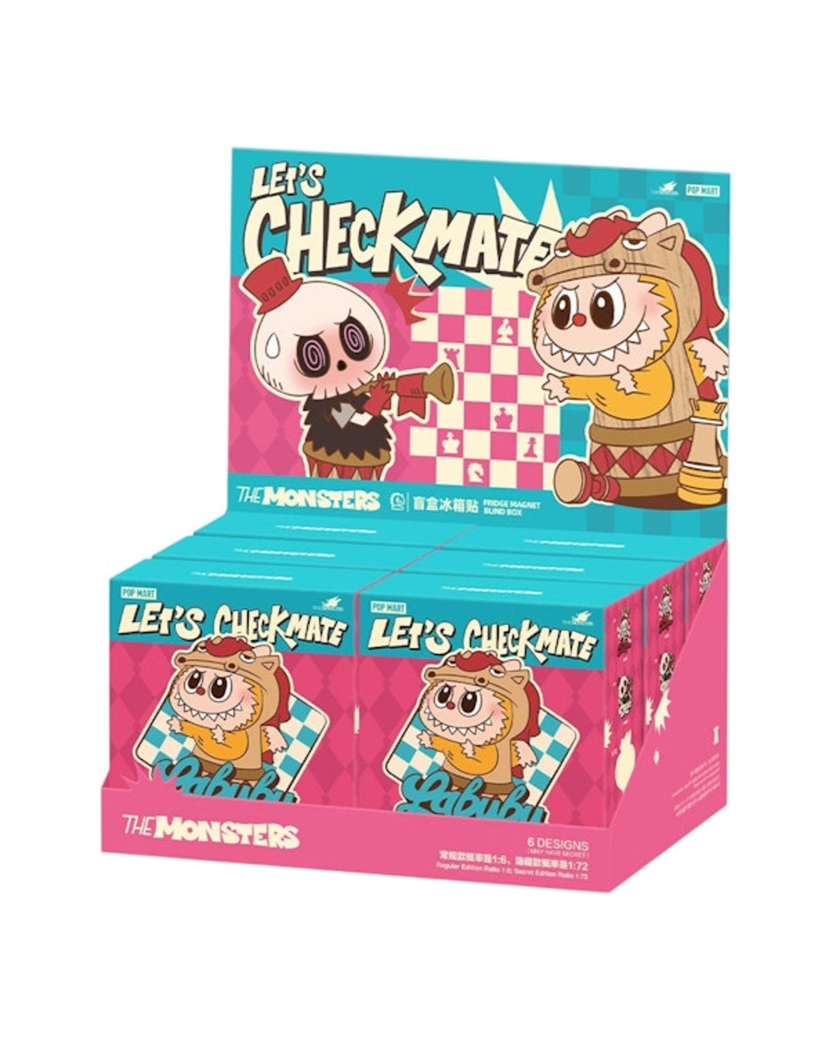 Pop Mart Labubu The Monsters Let's Checkmate Series Fridge Magnet Sealed Case (6 Blind Box)