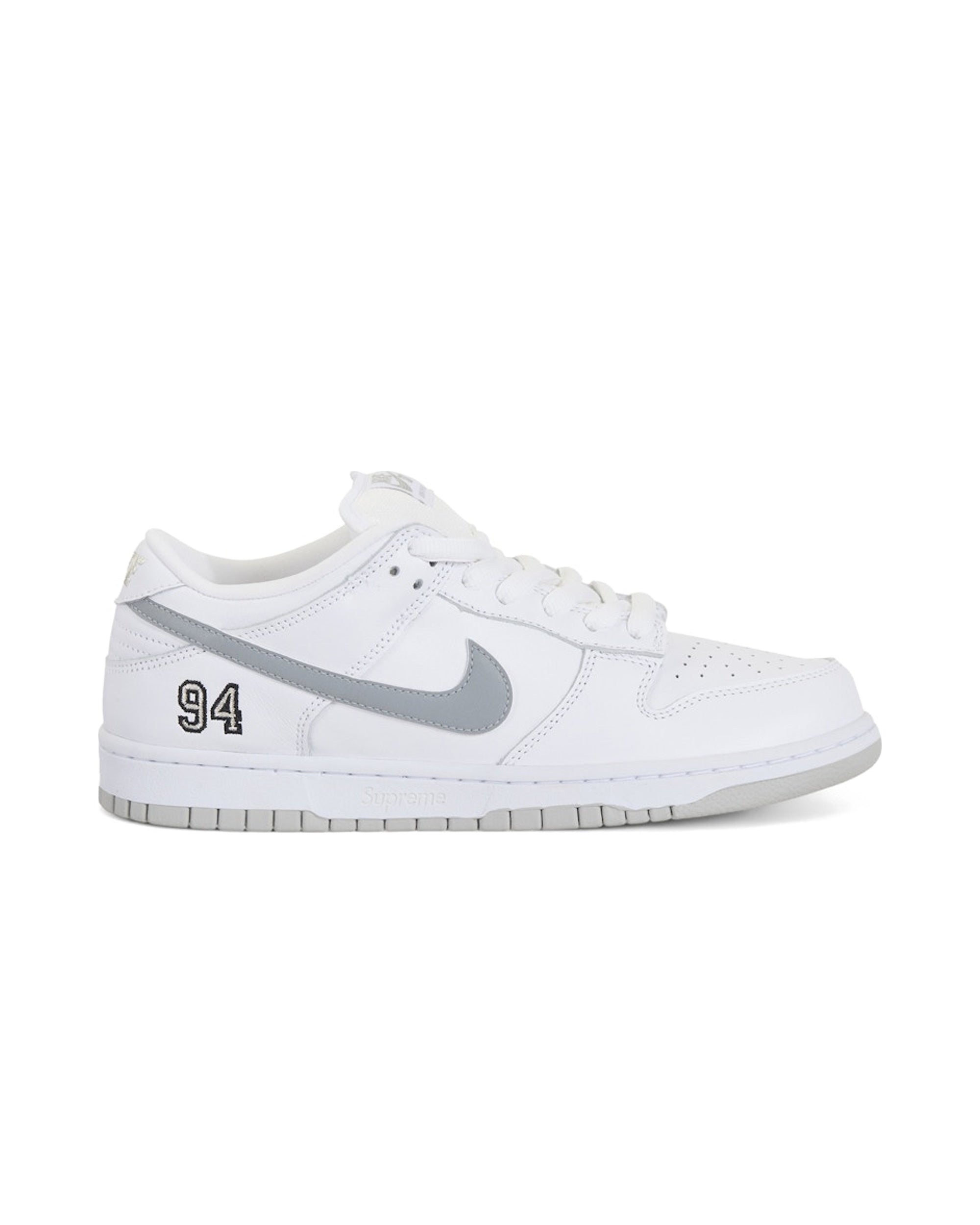 Nike SB Dunk Low Supreme 94 White Metallic Silver