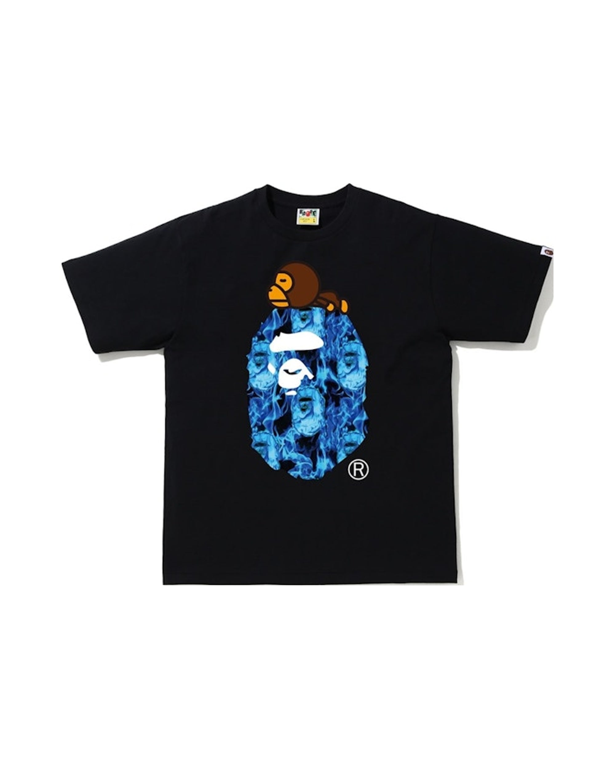 BAPE Flame Milo On Big Ape T-Shirt Black/Blue