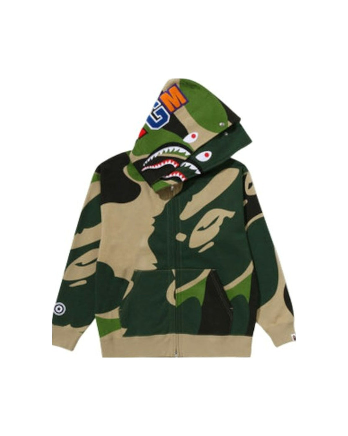 BAPE Mega ABC Camo Double Shark Relaxed Fit Full Zip Hoodie Green