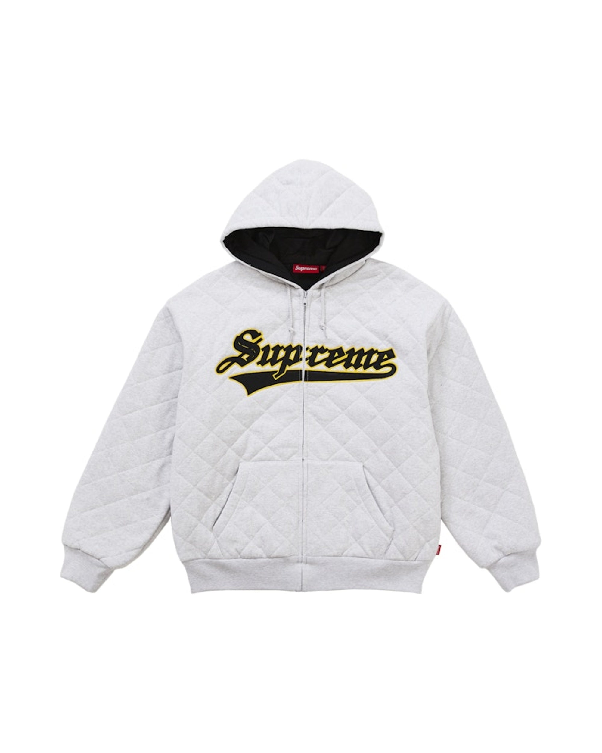 Supreme Quilted Zip Up Hooded Sweatshirt Ash Grey