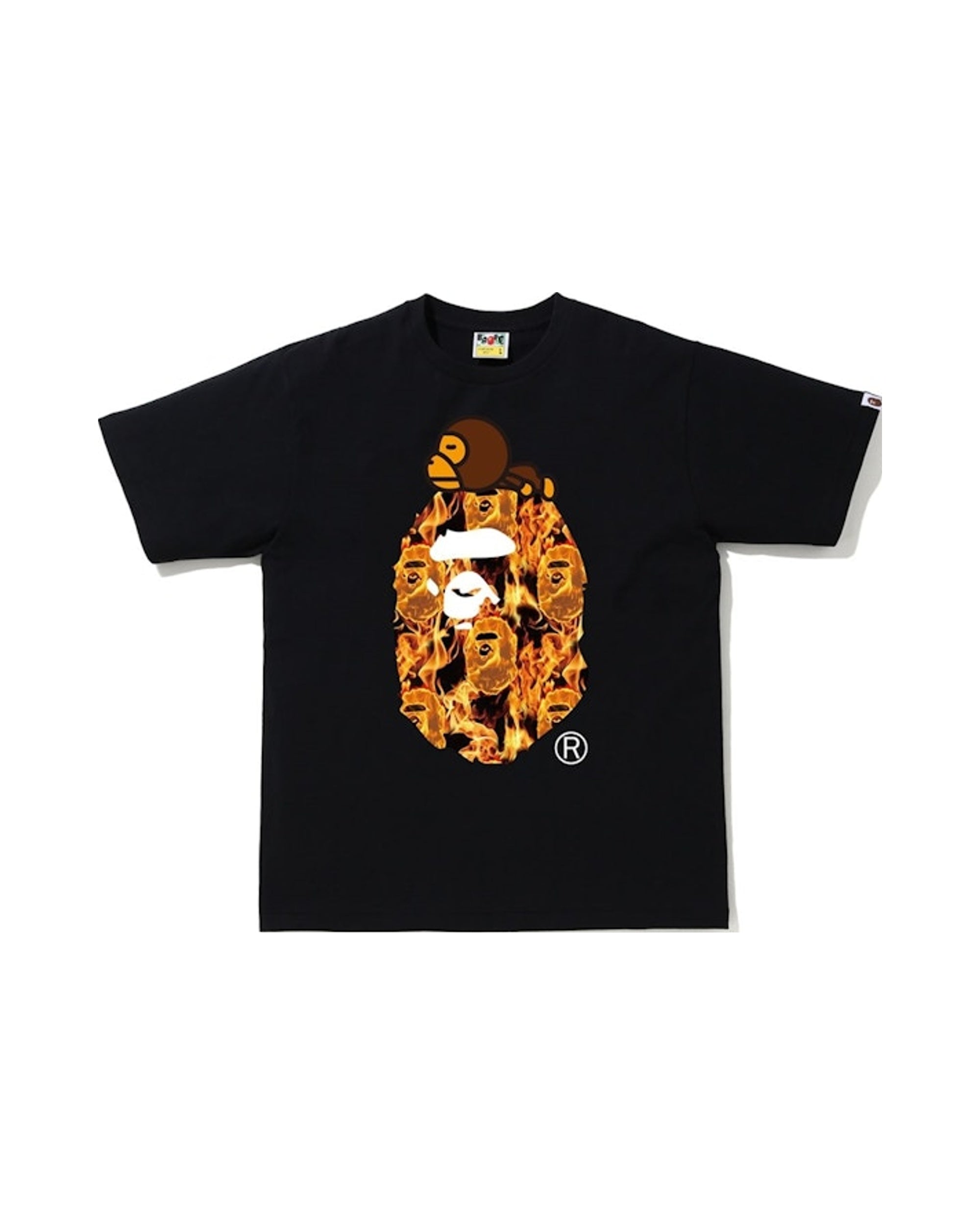 BAPE Flame Milo On Big Ape T-Shirt Black/Orange