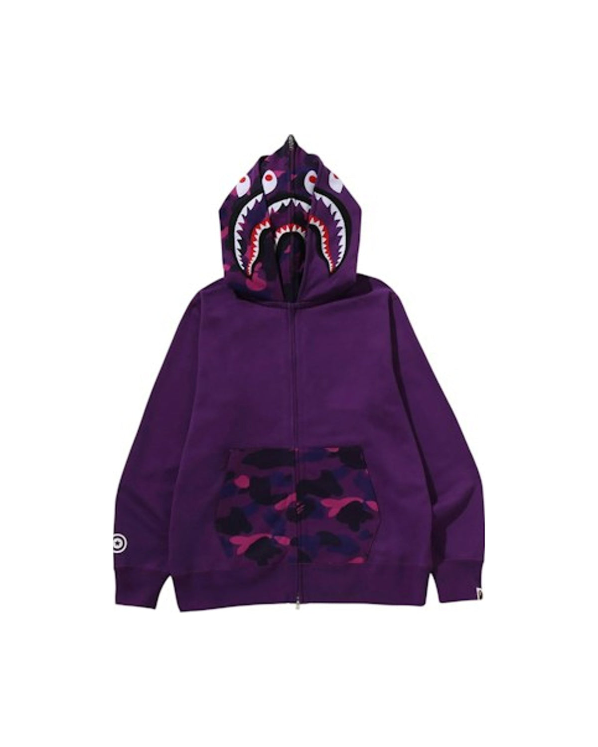 BAPE Color Camo Shark Full Zip Double Hoodie Purple
