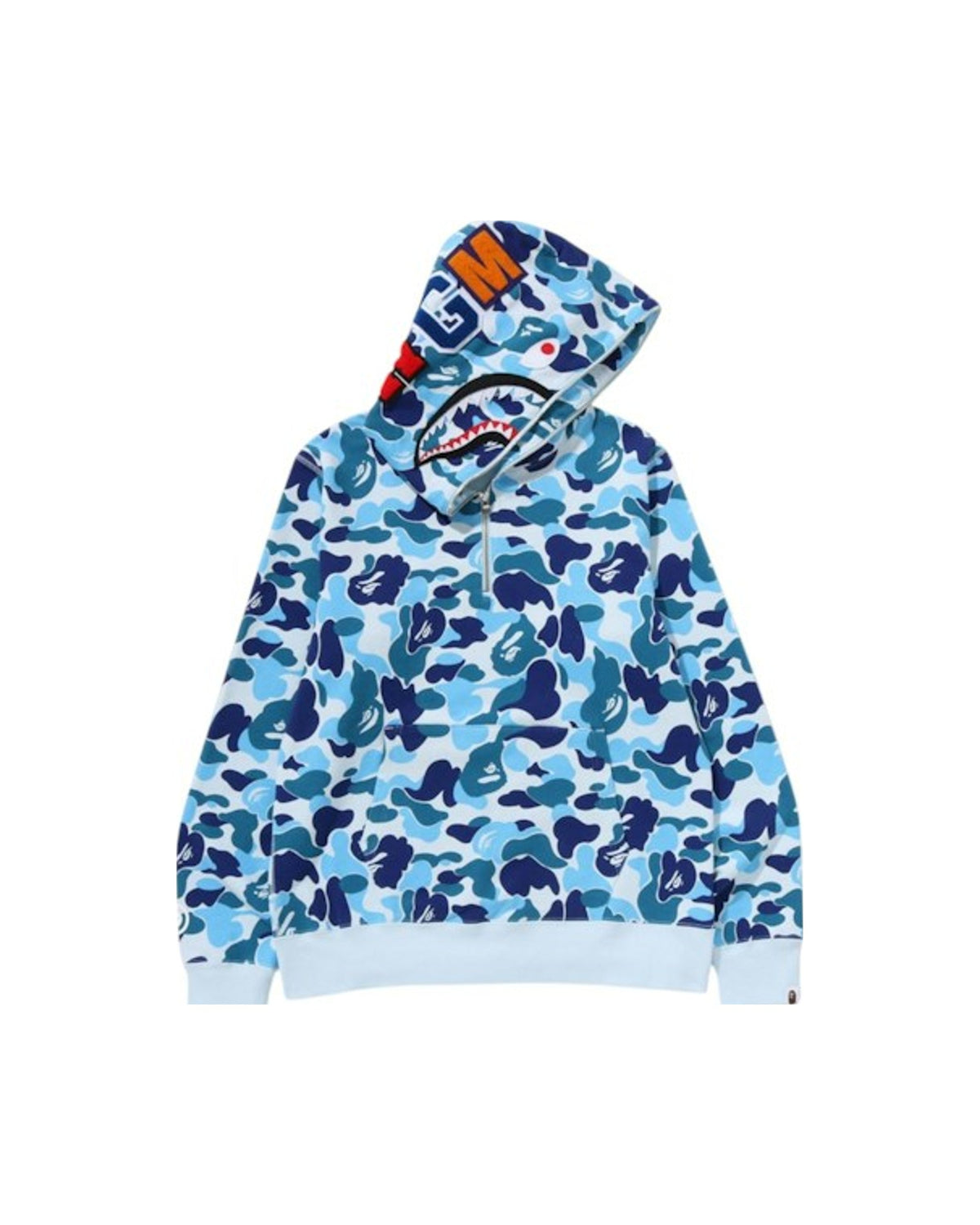 BAPE ABC Camo Shark Half Zip Pullover Hoodie Blue