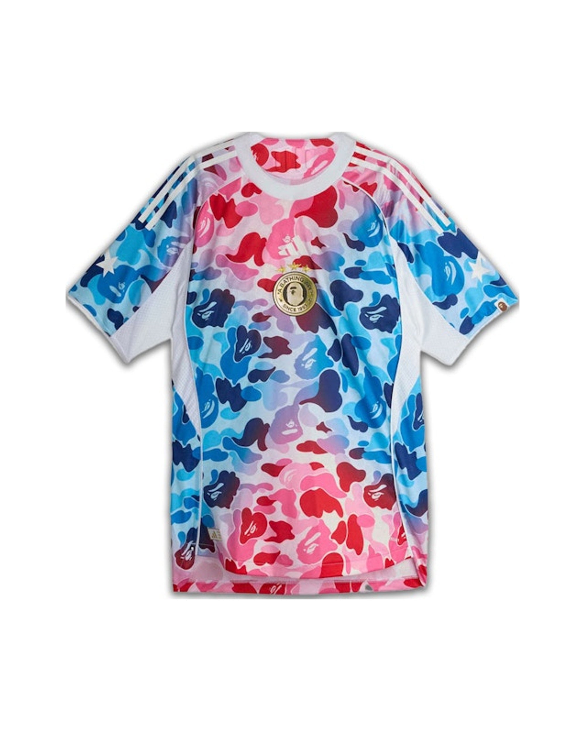 adidas x BAPE Football Graphic Slim Jersey T-shirt Blue/Pink