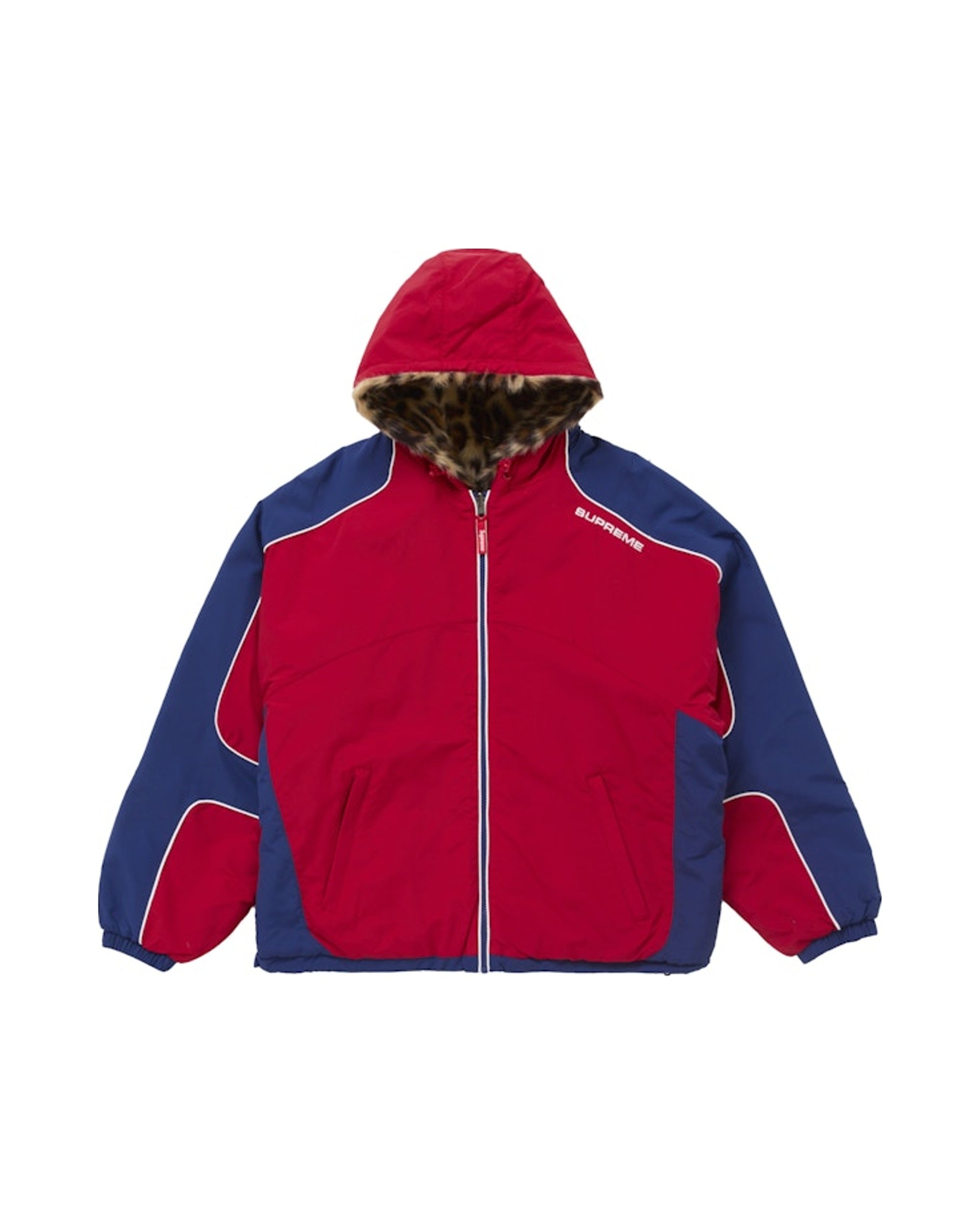 Supreme Faux Fur Reversible Hooded Track Jacket Red