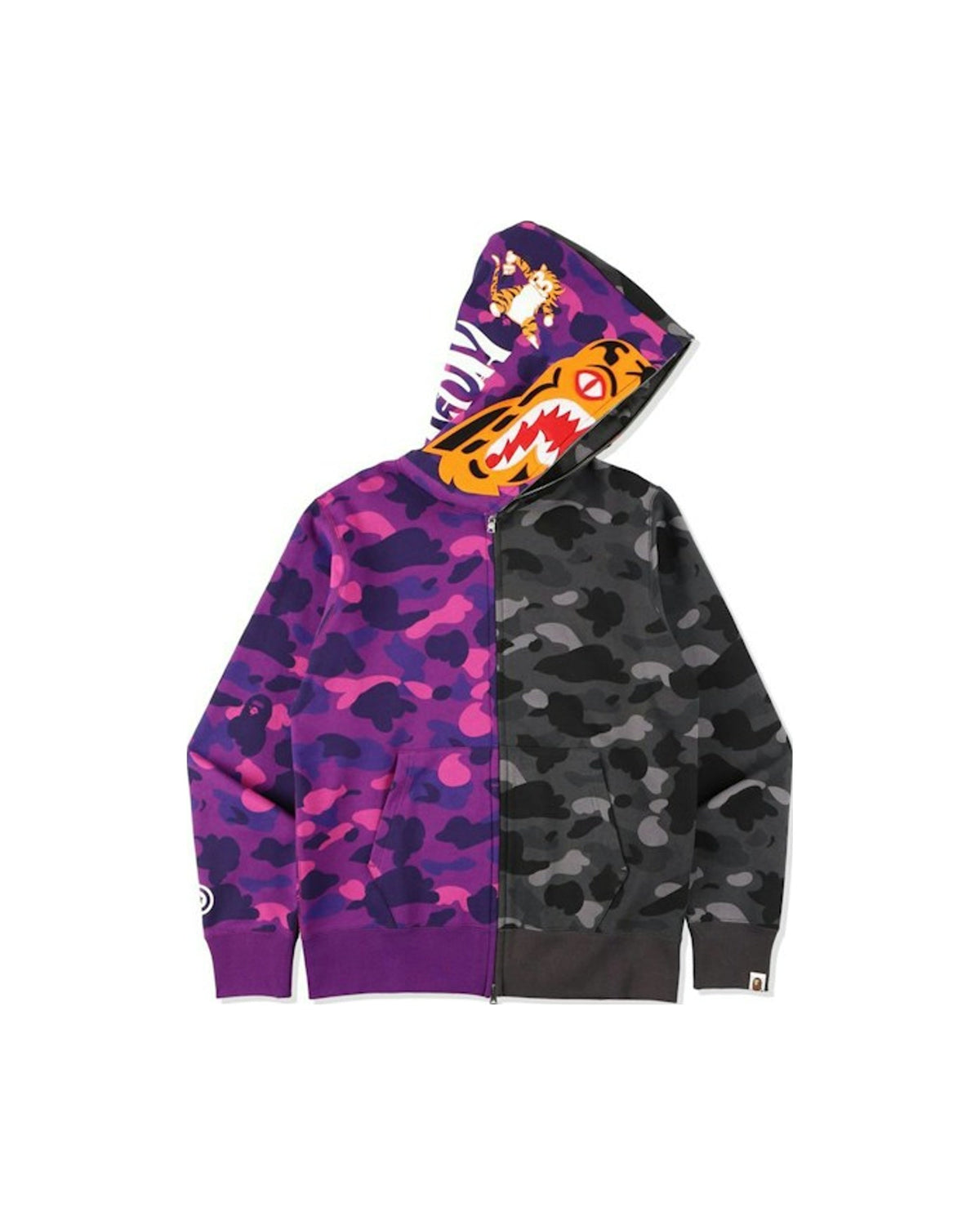 BAPE Color Camo Tiger Shark Half Full Zip Hoodie (SS21) Purple