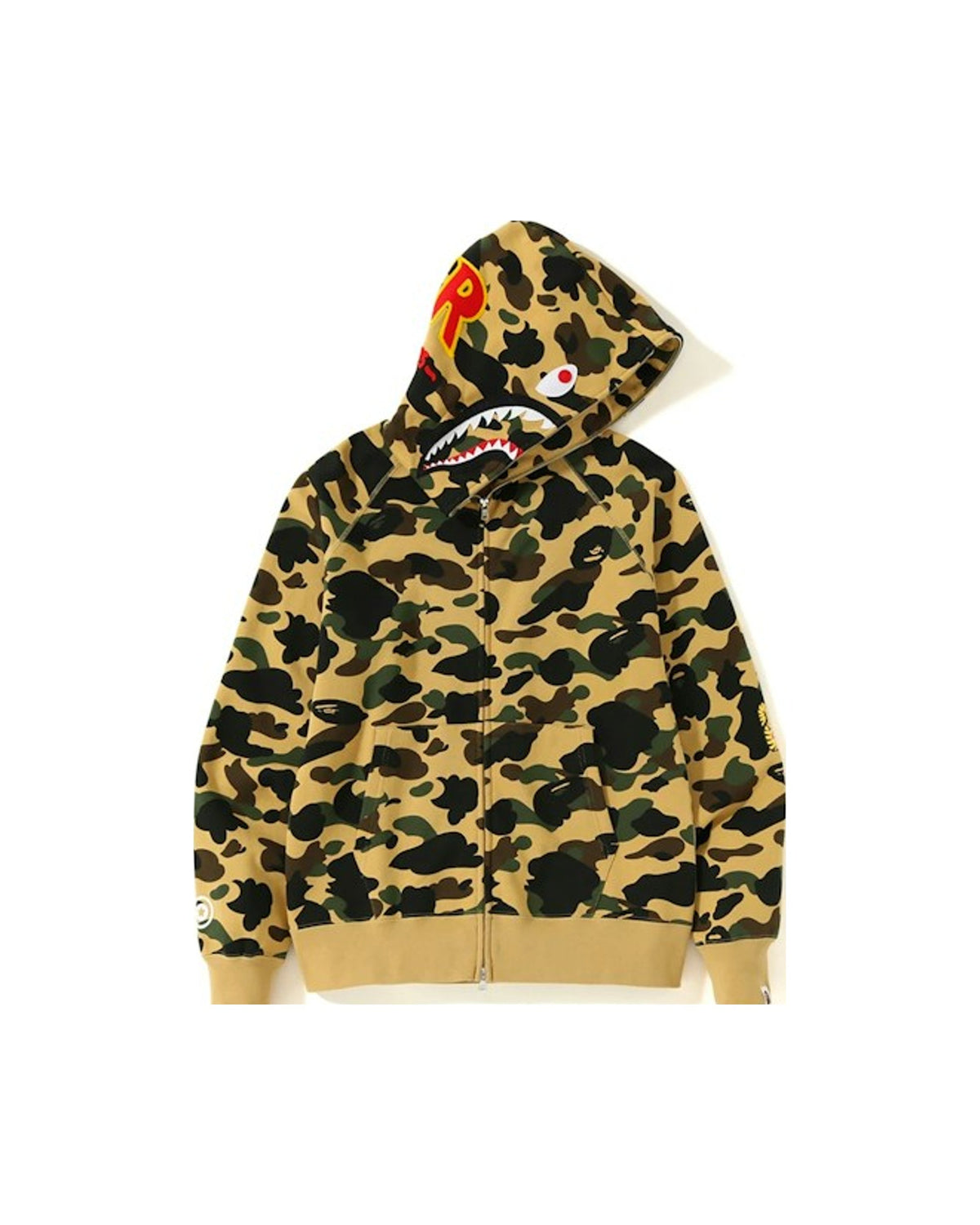 BAPE 1st Camo PONR Shark Full Zip Hoodie Yellow