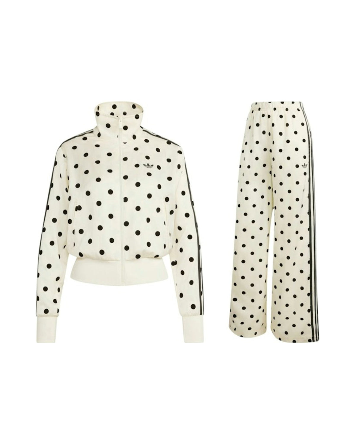 adidas Women's Satin Polka Dots TT Jacket/Pant Set Off White