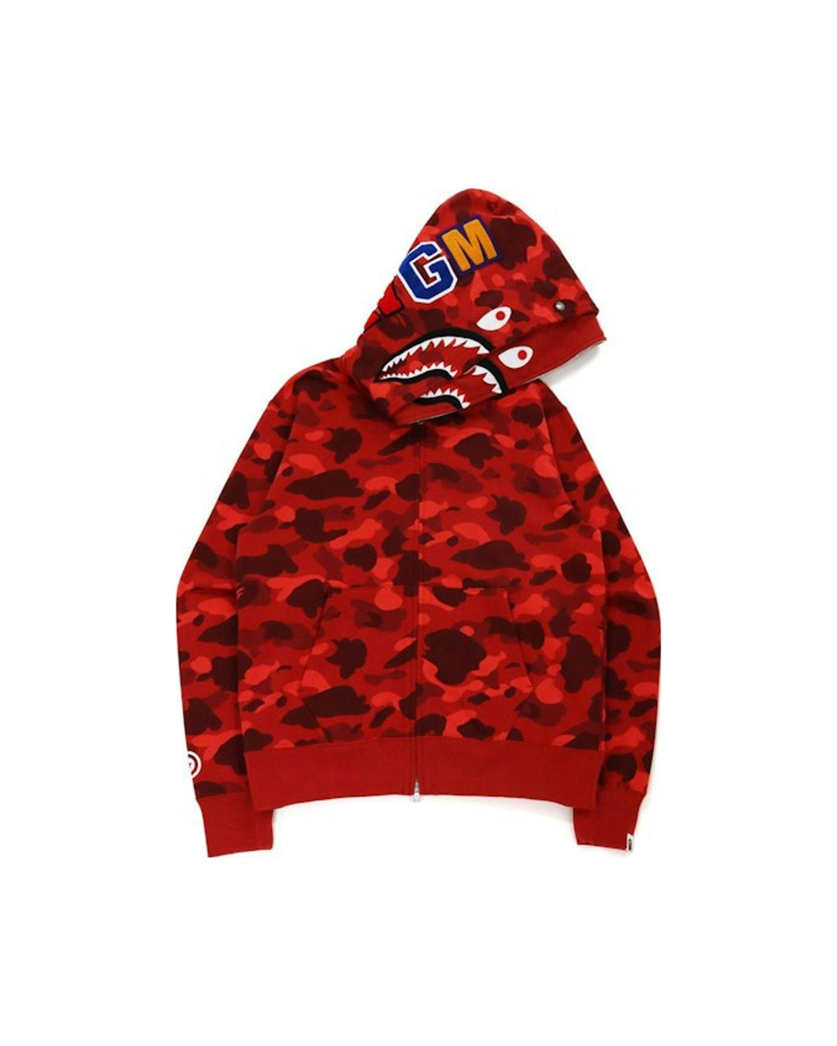 BAPE Color Camo Shark Wide Fit Full Zip Double Hoodie Red