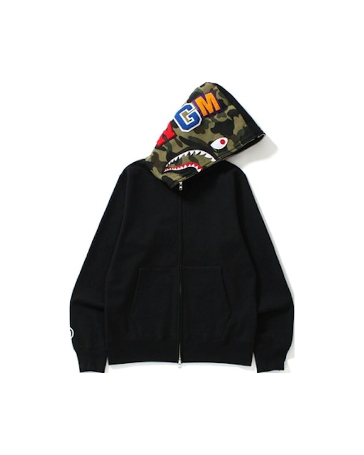 BAPE Shark Full Zip Hoodie Camo Hood Black