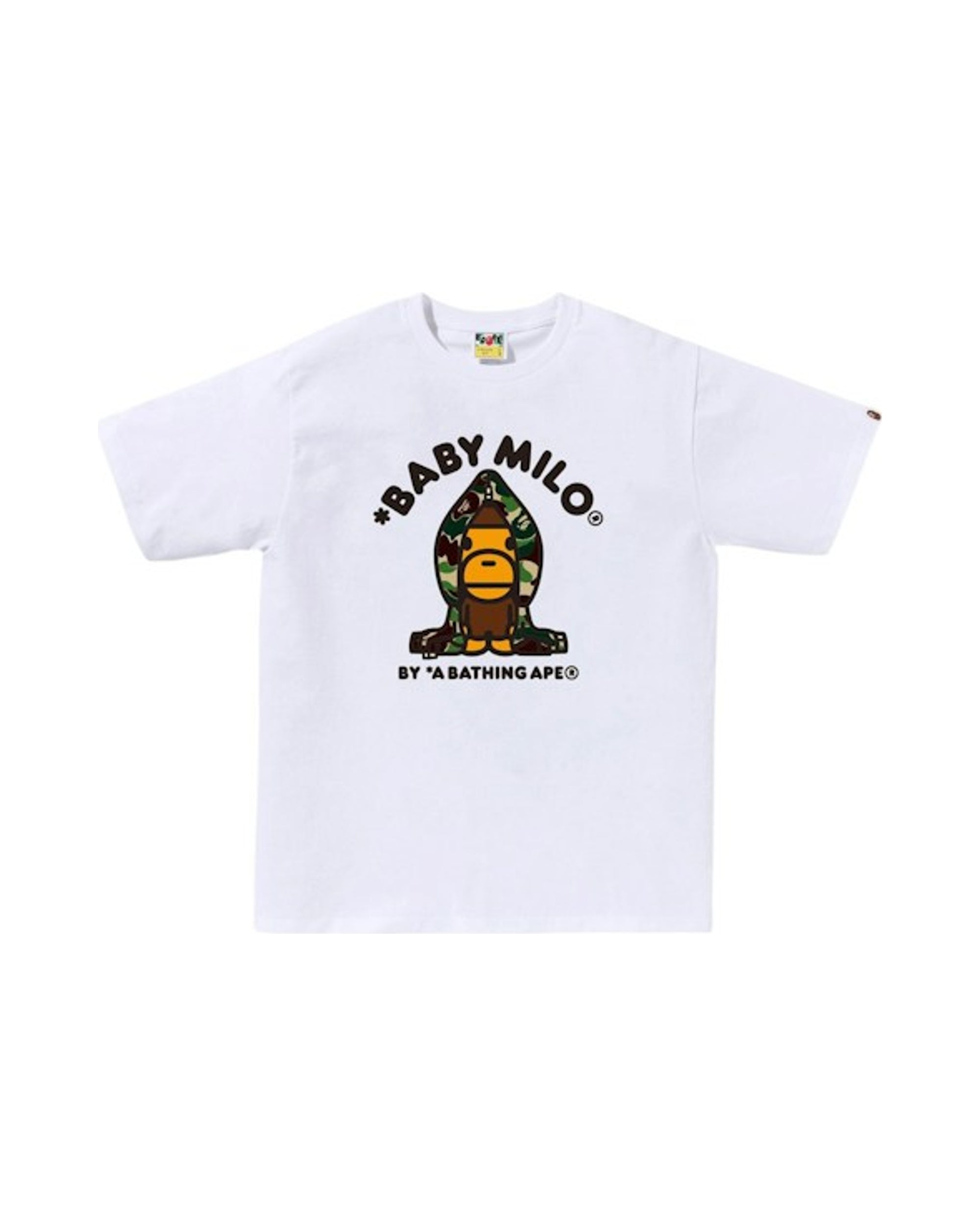 BAPE ABC Army Green Camo Baby Milo Hoodie Tee White