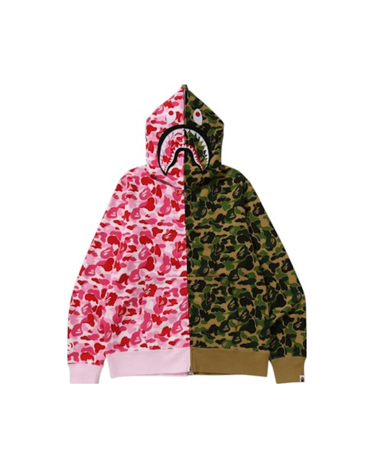 BAPE ABC Camo Separate Shark Full Zip Hoodie Pink/Green