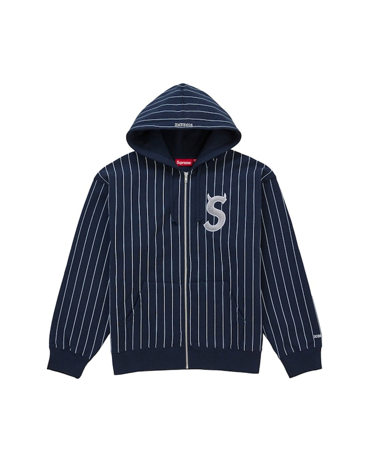 Supreme Devil S Logo Zip Up Hooded Sweatshirt Stripe