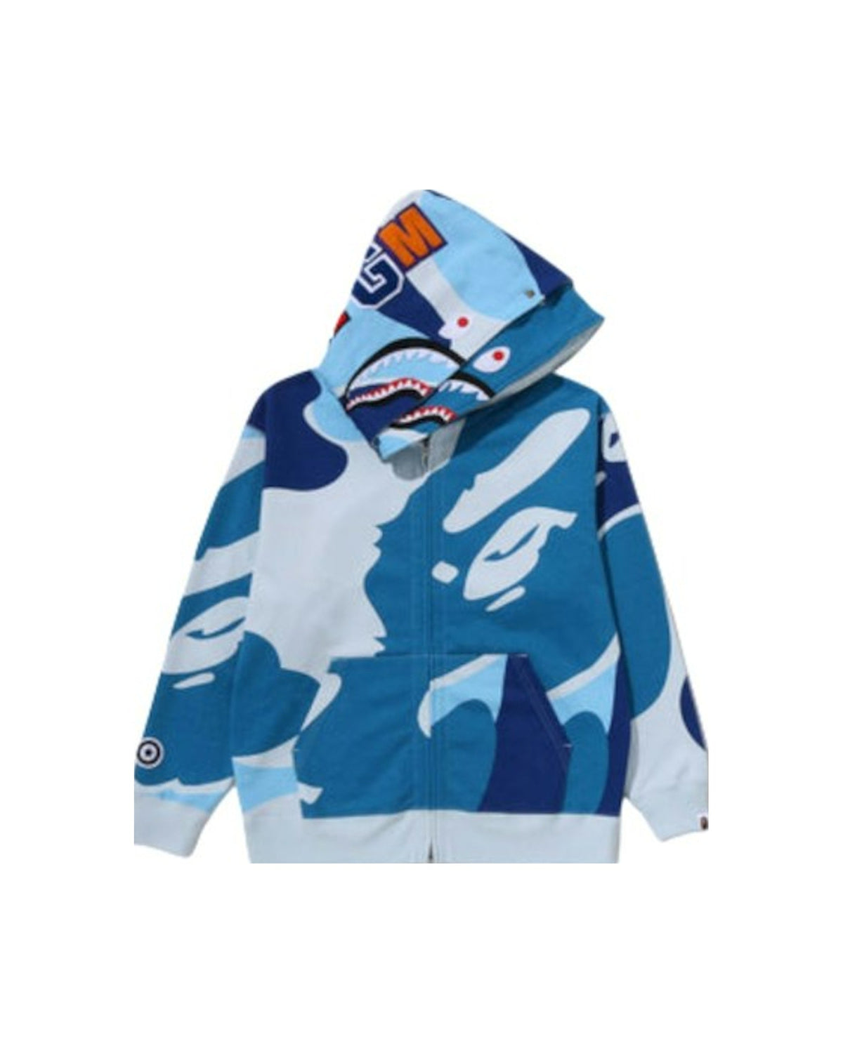 BAPE Mega ABC Camo Double Shark Relaxed Fit Full Zip Hoodie Blue