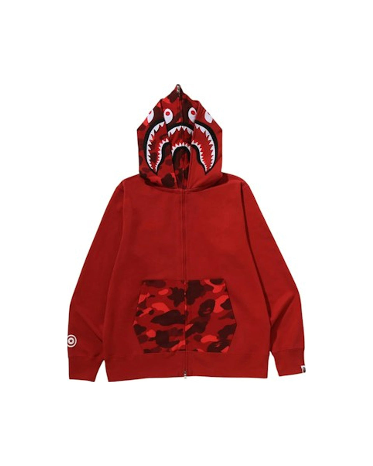 BAPE Color Camo Shark Full Zip Double Hoodie Red