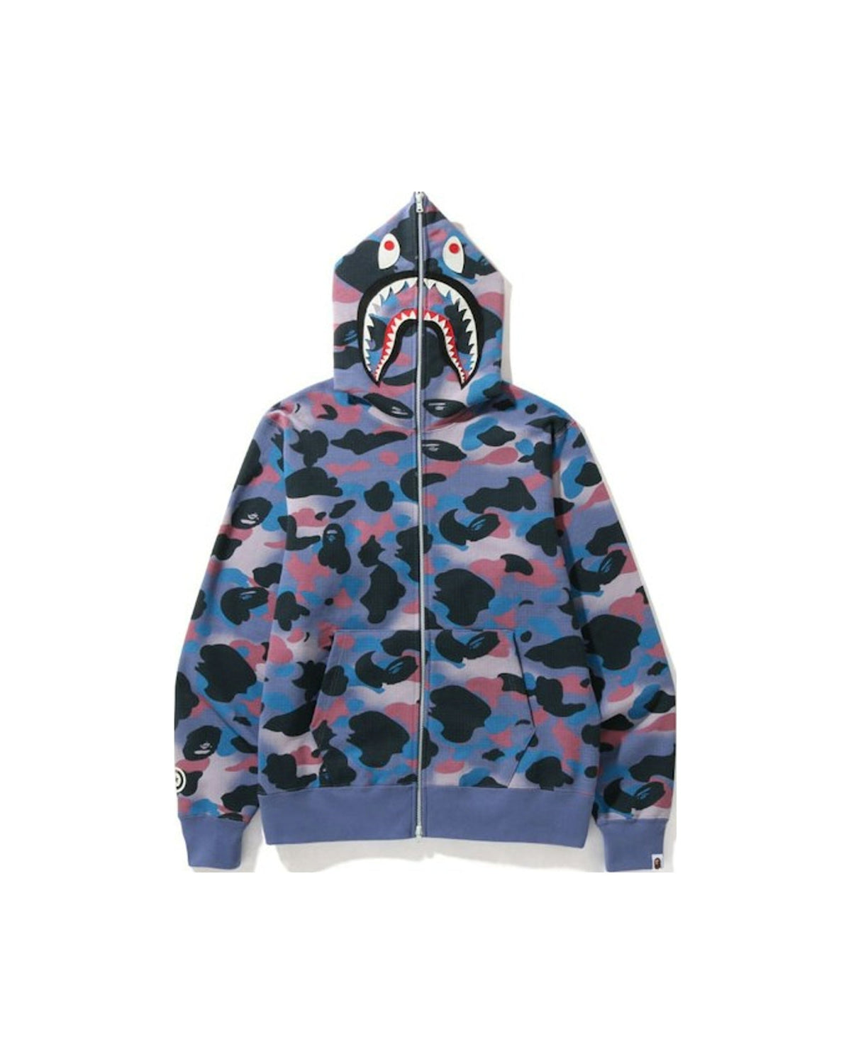 BAPE Grid Camo Shark Full Zip Hoodie Purple