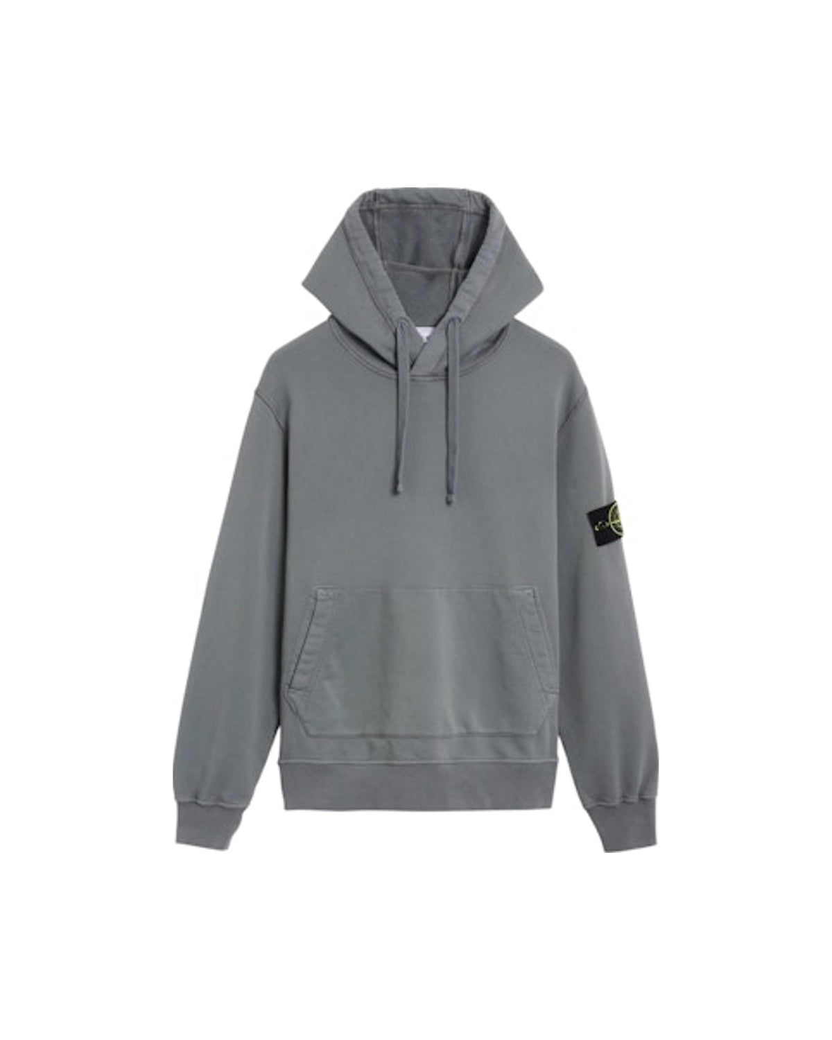 Stone Island 6100062 Organic Cotton Fleece Regular Fit Hooded Sweatshirt Gray