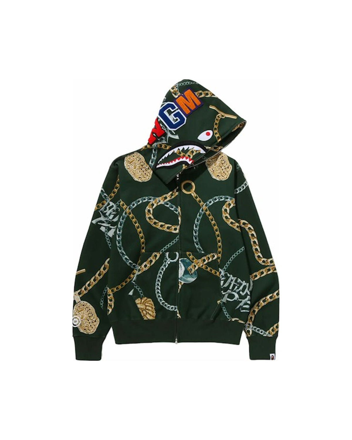 BAPE Jewels Shark Full Zip Hoodie Green