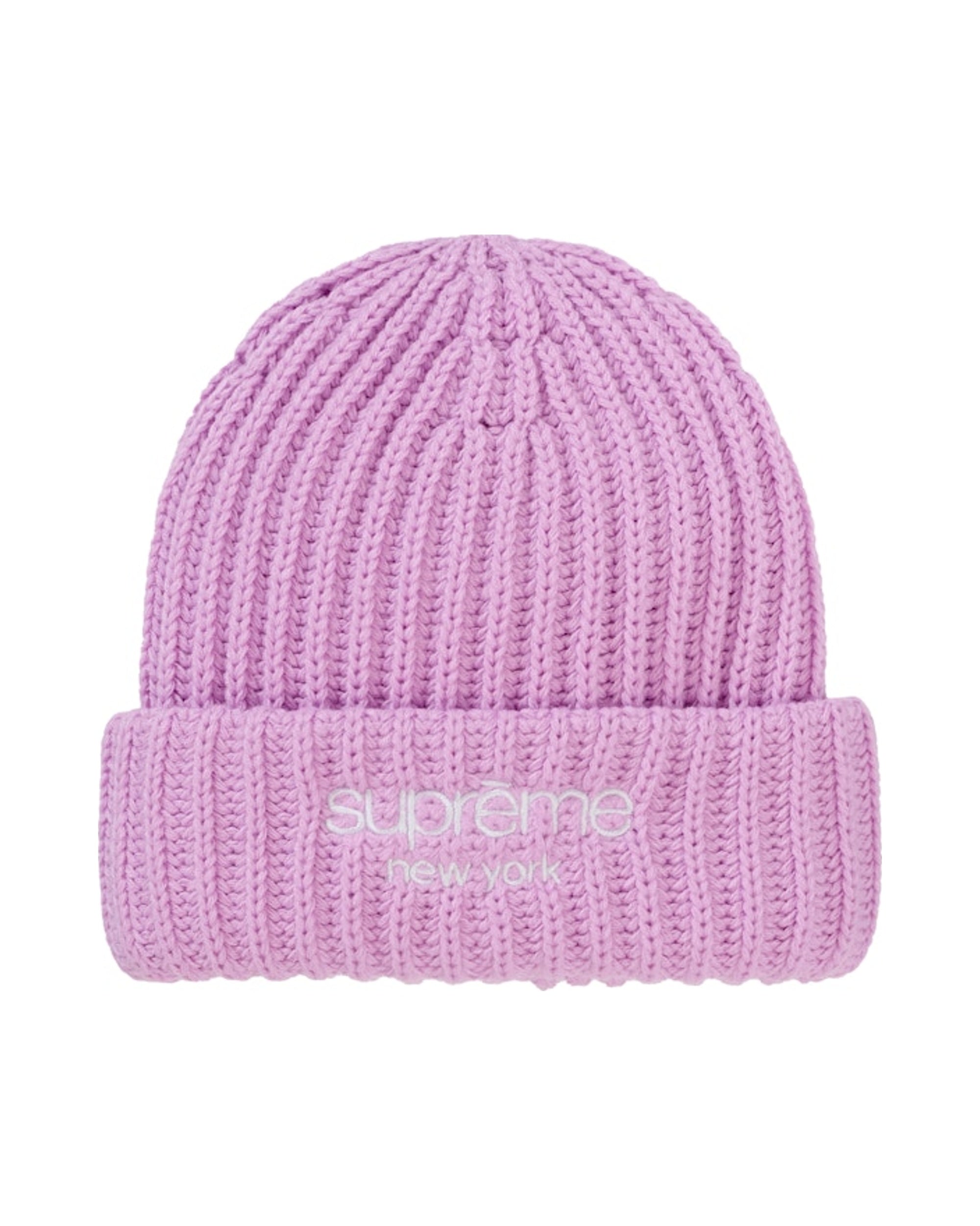 Supreme Chunky Rib Classic Logo Beanie Pink