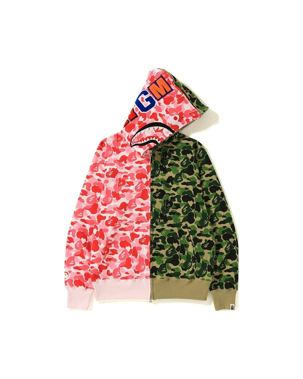 BAPE ABC Separate Shark Full Zip Hoodie Pink/Green