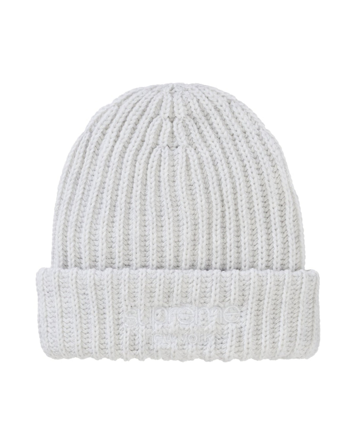 Supreme Chunky Rib Classic Logo Beanie White