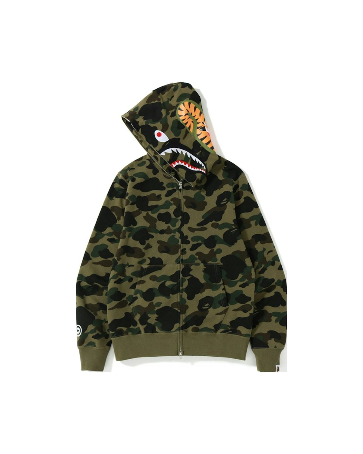 BAPE 1st Camo Screen Printed Shark Full Zip Hoodie Green