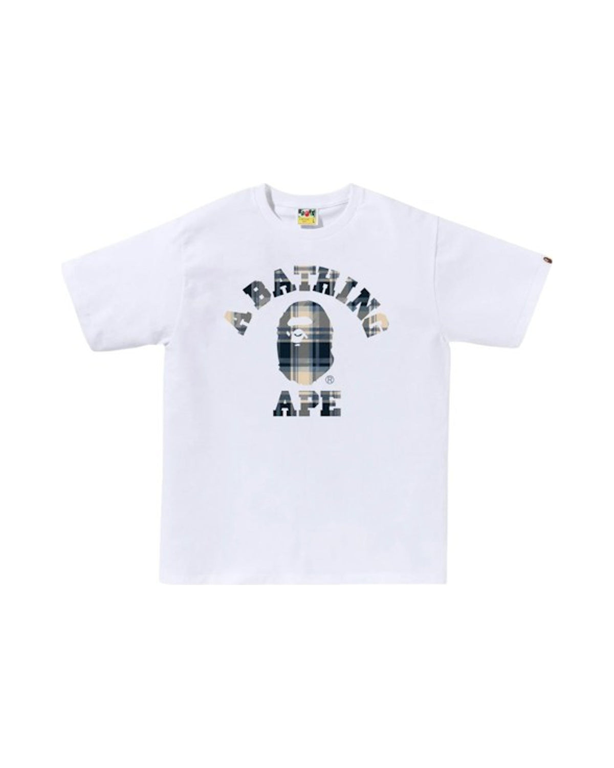 BAPE Check College Tee (FW25) White/Blue
