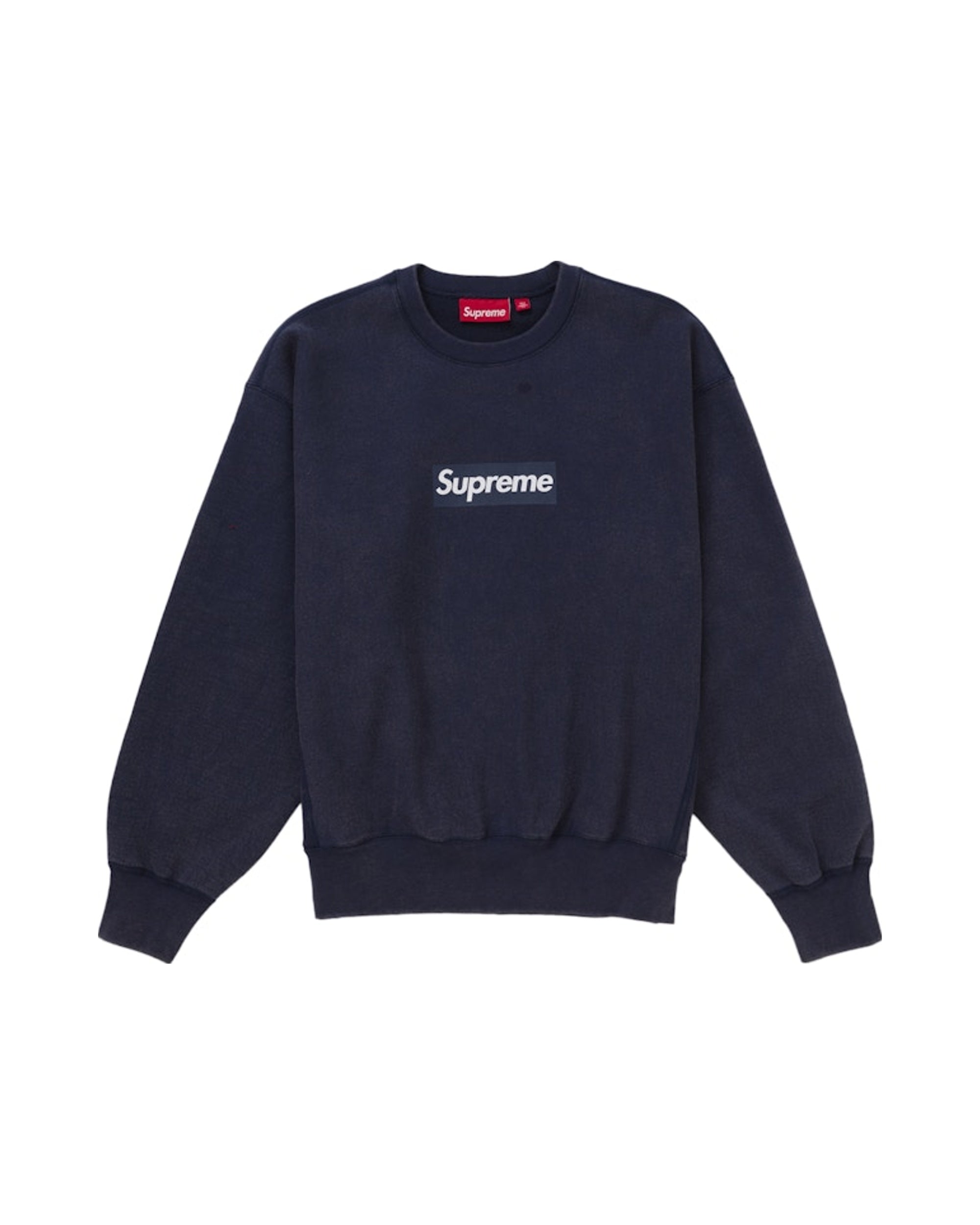 Supreme Washed Box Logo Crewneck Navy