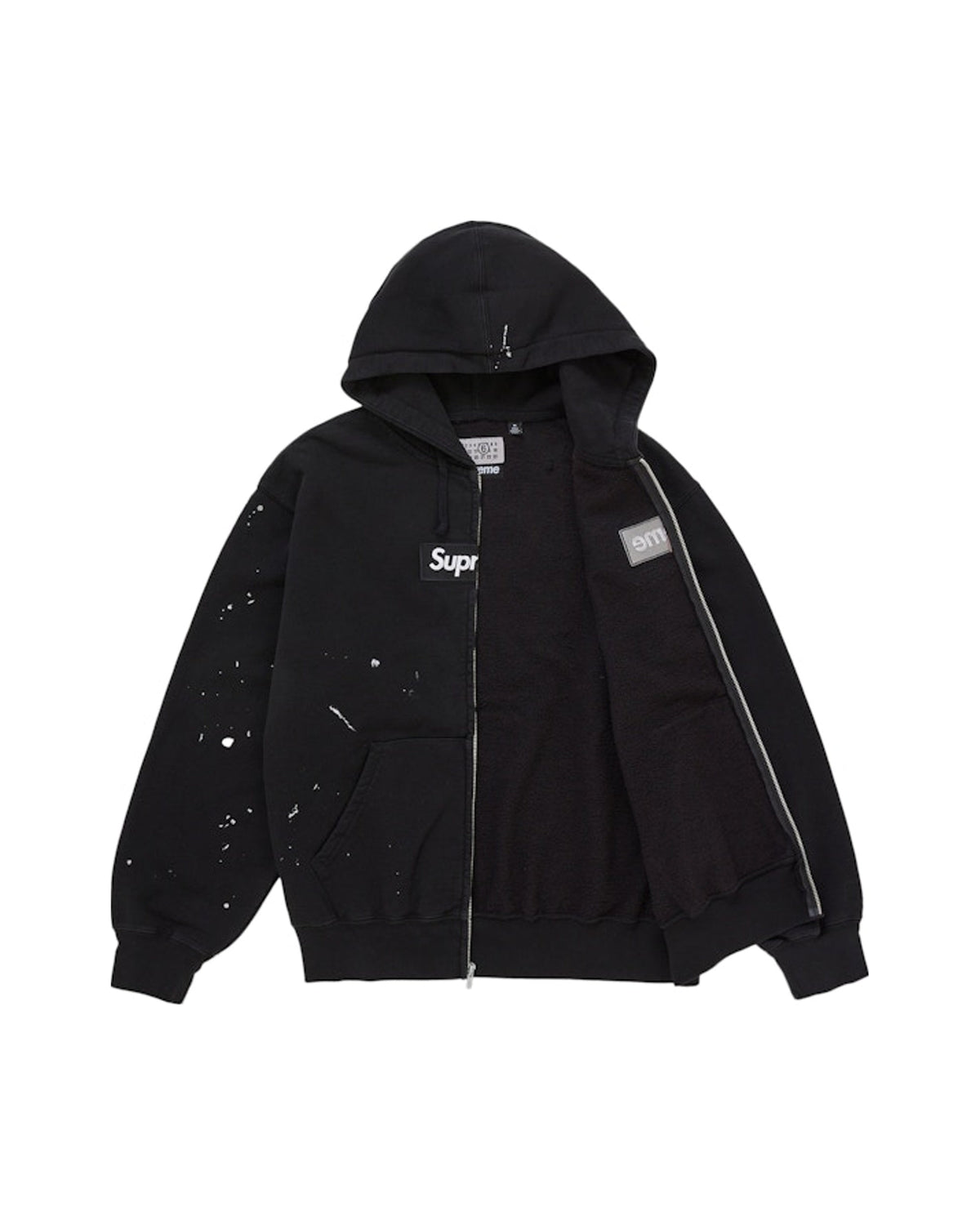 Supreme MM6 Maison Margiela Box Logo Zip Up Hooded Sweatshirt Black