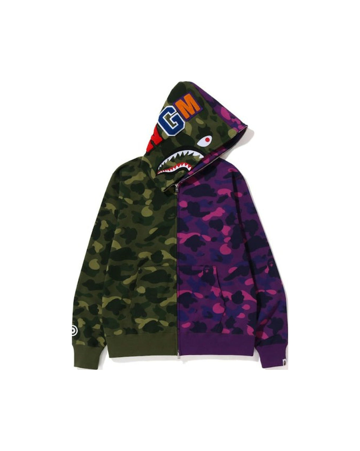 BAPE Color Camo Shark Full Zip Hoodie (FW22) Green Purple