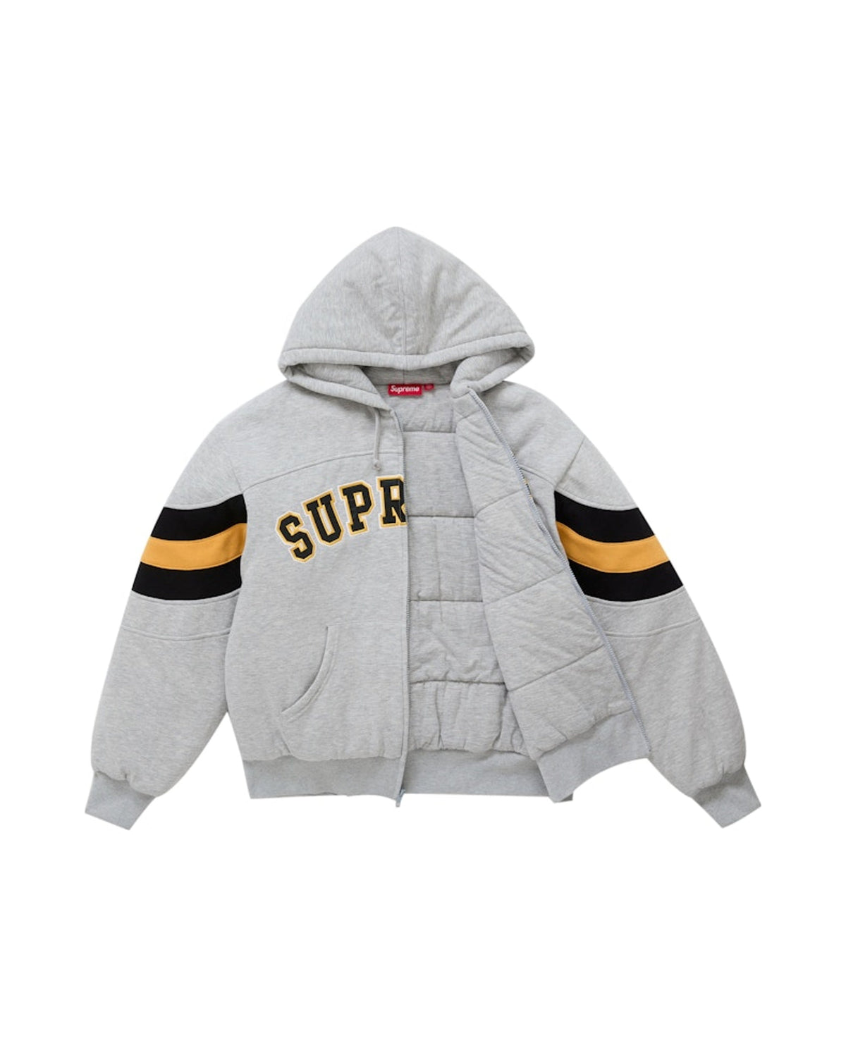 Supreme Filled Zip Up Hooded Sweatshirt Heather Grey