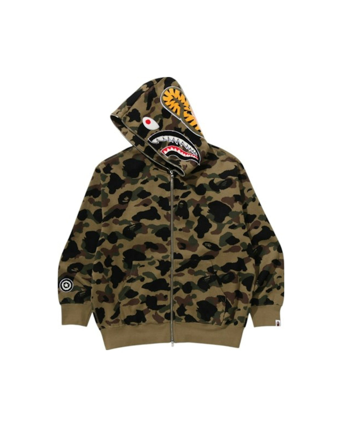 BAPE 1st Camo Jacquard Shark Relaxed Fit Full Zip Hoodie Green