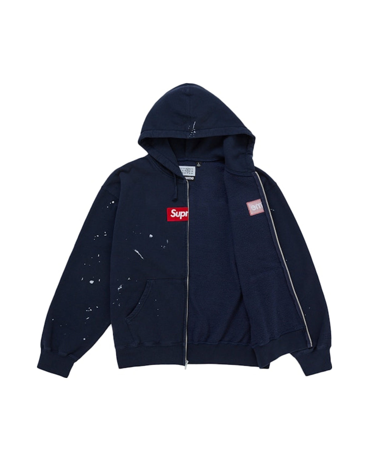 Supreme MM6 Maison Margiela Box Logo Zip Up Hooded Sweatshirt Navy
