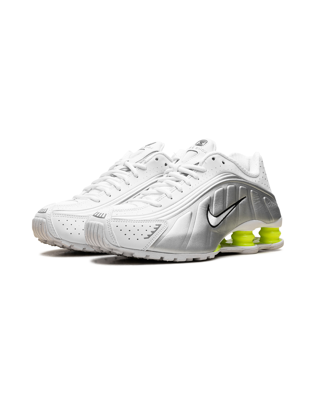 Nike Shox R4 White Metallic Silver Volt (Women's)